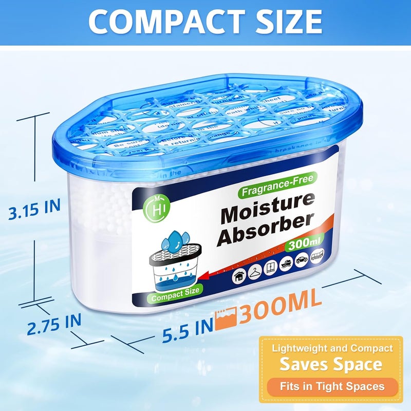 CHMI Moisture Absorbers 20 Pack， Attract and Trap Excess Moisture from Your Bathroom, Kitchen，Closet, Eliminate Musty Odors，Odor Eliminator with Fragrance Free, 6.4oz, 300ml. - Image 2